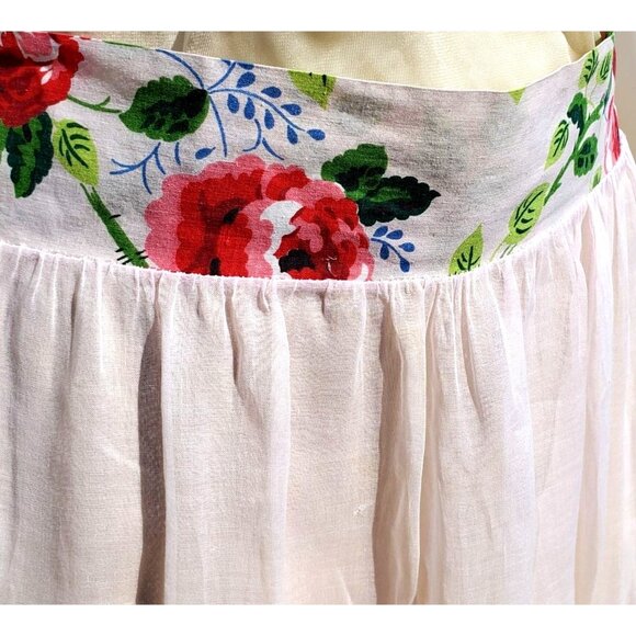 Vintage Apron 30s 40s Pale Pink Floral Sheer Pockets S M - Picture 9 of 10